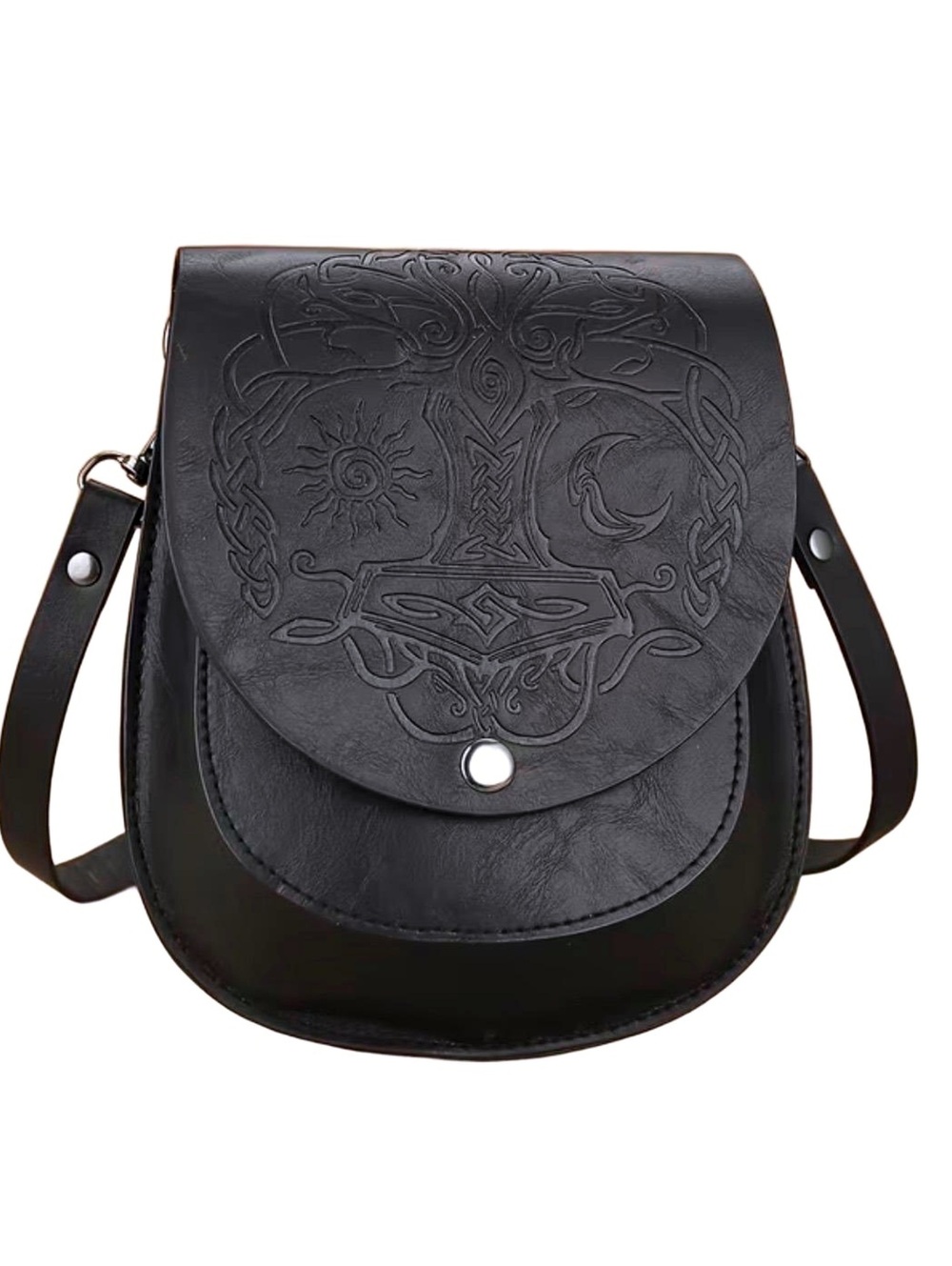 New -Sleek & Stylish -Faux Leather Embossed Waist Crossbody Bag -Black